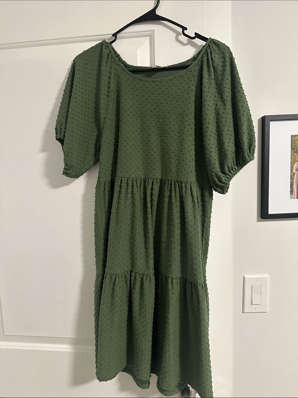 J Crew Green Tiered Midi Dress